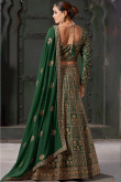 Georgette Dark Green Shade Embroidered Panelled Style Lehenga