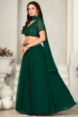 Georgette Dark Green Panelled Style Plain Chaniya Choli