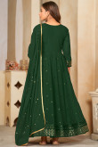 Georgette Dark Green Sequins Embroidered Anarkali Suit