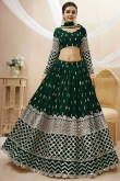 Georgette Dark Green Sequins Embroidered Lehenga 