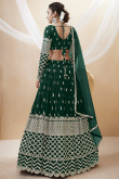 Georgette Dark Green Sequins Embroidered Lehenga 