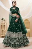 Georgette Dark Green Sequins Embroidered Lehenga 