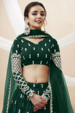 Georgette Dark Green Sequins Embroidered Lehenga 