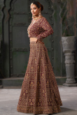 Georgette Dark Maroon Embroidered A Line Lehenga