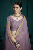 Georgette Embroidered Lehenga Choli In Light Purple Colour