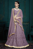 Georgette Embroidered Lehenga Choli In Light Purple Colour