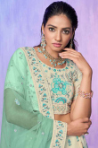 Georgette Embroidered Light Beige Panelled Style Lehenga
