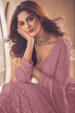 Georgette Embroidered Mauve Pink Long Choli Lehenga 