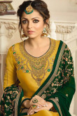 Georgette Embroidered Mustard Color Churidar Suit
