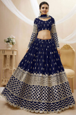 Georgette Embroidered Navy Blue Lehenga with Zari Work 