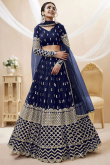 Georgette Embroidered Navy Blue Lehenga with Zari Work 