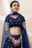 Georgette Embroidered Navy Blue Lehenga with Zari Work 
