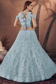 Georgette Embroidered Powder Blue Panelled Style Lehenga
