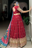 Georgette Light Maroon Lehenga with Zari Work for Diwali 