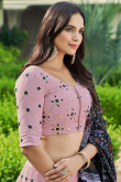 Georgette Light Mauve Embroidered Panelled Style Lehenga