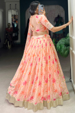 Georgette Light Peach Lehenga with Printed Work for Diwali