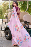 Georgette Light Pink Saree with Lace Work for New Year