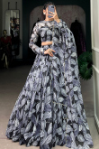 Georgette Light Purple Lehenga with Printed Work for Diwali