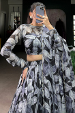 Georgette Light Purple Lehenga with Printed Work for Diwali