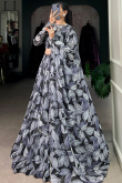 Georgette Light Purple Lehenga with Printed Work for Diwali