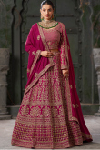 Georgette Magenta Pink Embroidered A Line Lehenga