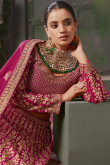 Georgette Magenta Pink Embroidered A Line Lehenga