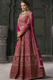 Georgette Magenta Pink Embroidered A Line Lehenga