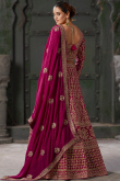 Georgette Magenta Pink Embroidered A Line Lehenga