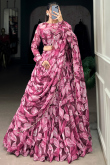 Georgette Mauve Taupe Lehenga with Printed Work for Diwali