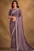 Georgette Mauve Taupe Weaved Light Weight Saree