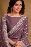 Georgette Mauve Taupe Weaved Light Weight Saree