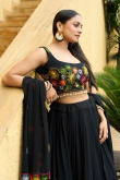 Georgette Mirror Embroidered Flared Style Black Chaniya Choli
