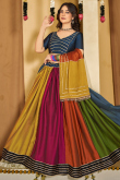 Georgette Multi Color Embroidered Flared Style Chaniya Choli