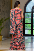Georgette Multi Color Printed Ready Made Saree Gown