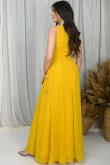 Georgette Mustard Yellow Gown with Sequins Work for Party