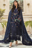 Georgette Pakistani Pant Style Suit In Midnight Blue Colour