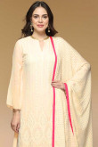 Georgette Eid Palazzo Pant Suit In Creme Color 