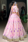 Georgette Pale Pink Lehenga with Printed Work for Diwali