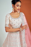 Georgette Pale Pink Mirror Embroidered Lehenga