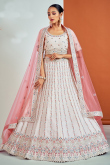 Georgette Pale Pink Mirror Embroidered Lehenga