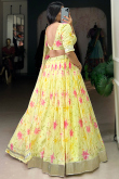 Georgette Pale Yellow Lehenga with Printed Work for Haldi 