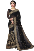 Black Color Georgette Saree for Partywear