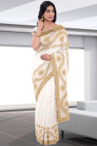 Georgette Party Wear Saree In Off White Color