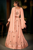 Georgette Peach Sequins Embroidered A Line Lehenga 