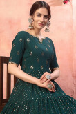 Georgette Peacock Green Anarkali Suit With Sequins work