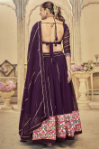 Georgette Plum Purple Embroidered Flared Style Chaniya Choli