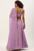 Georgette Plum Purple Embroidered Panelled Style Lehenga