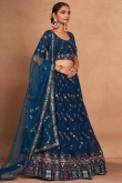 Georgette Prussian Blue Flared Style Lehenga With Sequins Work