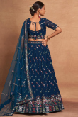 Georgette Prussian Blue Flared Style Lehenga With Sequins Work