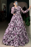 Georgette Purple Lehenga with Printed Work for Diwali